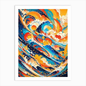 Abstract Wave Painting Spectrum of Memories Art Print