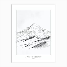 Mount Elbrus Russia Line Drawing 4 Poster Art Print