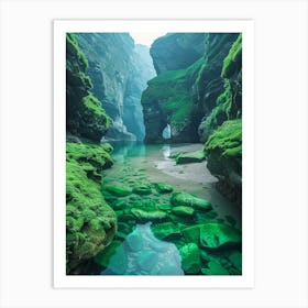 Green Water In A Canyon Art Print