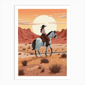 Cowgirl Riding A Horse In The Desert 11 Art Print