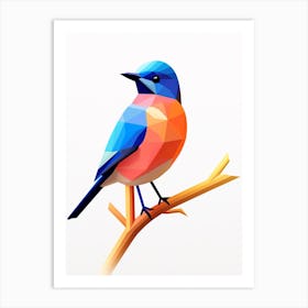 Colourful Geometric Bird Eastern Bluebird 1 Art Print