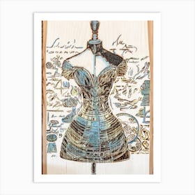 Dress Form In Blue And Green Art Print