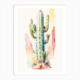 Totem Pole Cactus Storybook Watercolours Art Print