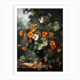 Baroque Floral Still Life Nasturtium 4 Art Print