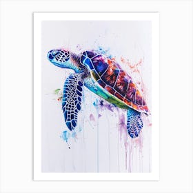 Colourful Mixed Media Sea Turtle 3 Art Print