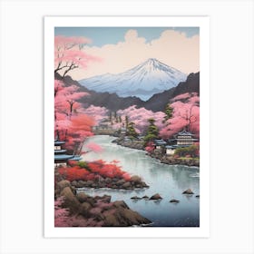 Yatsugatake Mountains In Yamanashi, Ukiyo E Drawing 4 Art Print