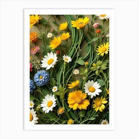 Daisies Botanical Inspired by William Morris Affiche