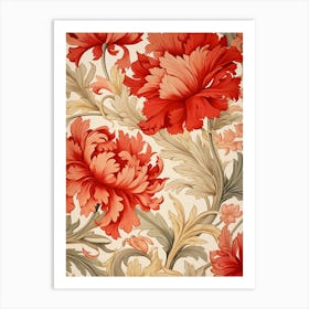 Wallpaper Pattern With Red Flowers Art Print