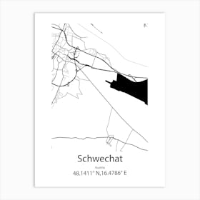 Schwechat,Austria Minimalist Map Art Print