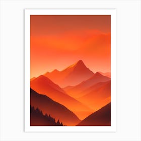 Misty Mountains Vertical Composition In Orange Tone 344 Art Print