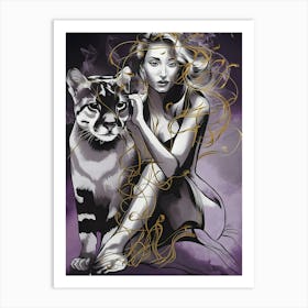 Tiger And Woman Art Print