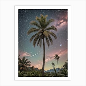 Palm Tree Under The Stars no1 Art Print