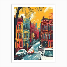 Riverdale New York Colourful Silkscreen Illustration 2 Art Print