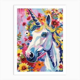 Unicorn Floral Portrait Art Print