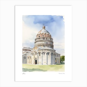 Pisa, Tuscany, Italy 1 Watercolour Travel Poster Art Print