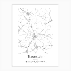 Traunstein,Germany Minimalist Map Art Print