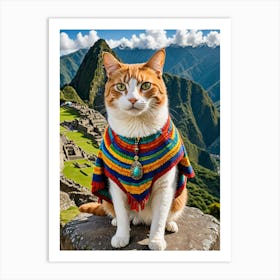 The Curious Cat: Selfies from Around the World Cat In Machu Picchu Art Print