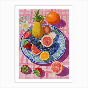 Pink Breakfast Food Fruit Salad 2 Art Print