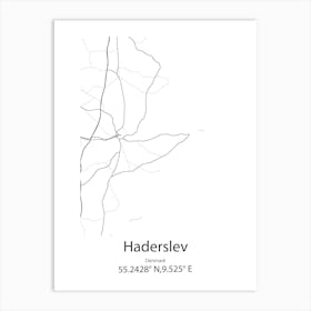 Haderslev,Denmark Minimalist Map Art Print