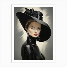 Lady In Black Hat art print 1 Art Print