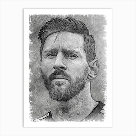 Lionel Messi - Drawing By Person Art Print