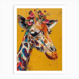 Floral Textured Giraffe 1 Art Print