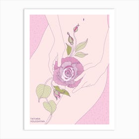 Girl Body And Roses Art Print