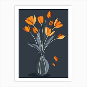 Orange Tulips In A Vase 1 Art Print