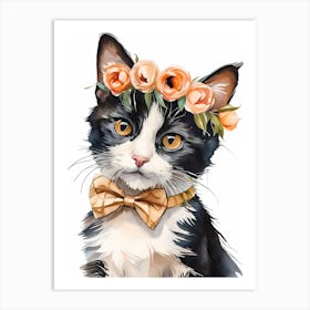 Calico Kitten Wall Art Print With Floral Crown Girls Bedroom Decor (11)  Art Print