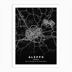 Aleppo Syria Black Map Art Print