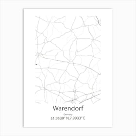 Warendorf,Germany Minimalist Map Art Print