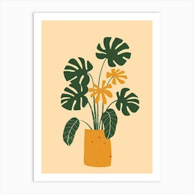 Swiss Cheese Plant Minimalist Illustration 7 Art Print