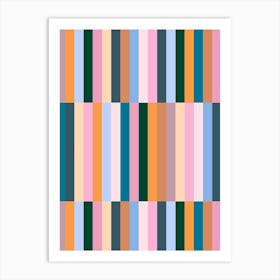 Geometric Stripes in Multi Pink and Blue Art Print