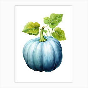 Blue Hubbard Squash Pumpkin Watercolour Illustration 1 Art Print