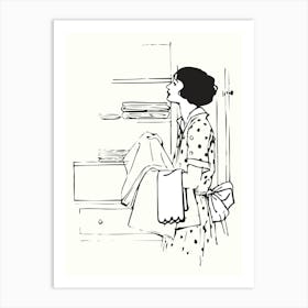 Woman Sorting Clothes Laundry Art Art Print