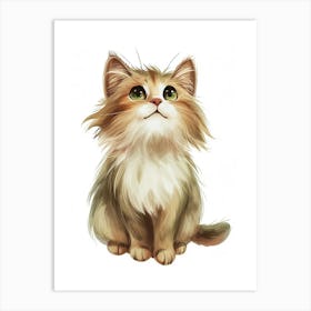 Norwegian Forest Cat Cat Clipart Illustration 2 Art Print