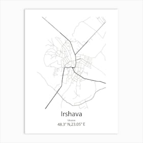 Irshava,Ukraine Minimalist Map Art Print