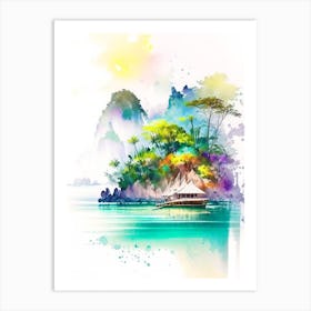 Ko Lipe Thailand Watercolour Pastel Tropical Destination Art Print