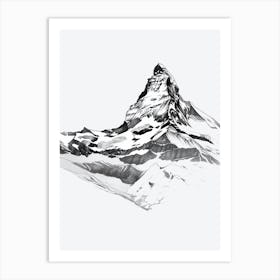 Matterhorn Switzerland Italy Line Drawing 2 Art Print