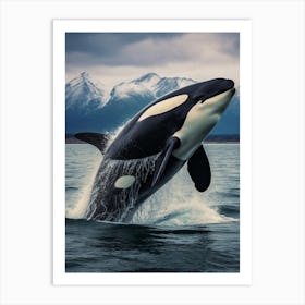 Icy Mountain Realistic Photography Orca Whale3 Art Print