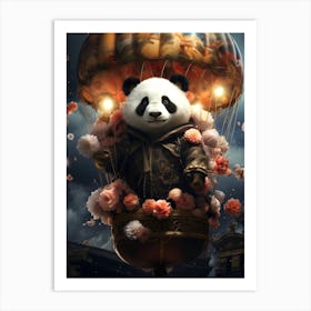 Panda Bear In A Hot Air Balloon Art Print