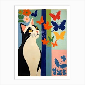 Cat With Butterflies Art Print