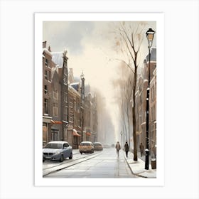 Winter Street In Amsterdam Art Print