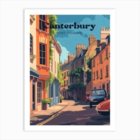 Canterbury England Street Digital Travel Illustration Art Print