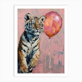 Cute Siberian Tiger 1 With Balloon Art Print