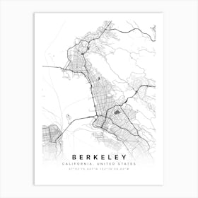 Berkeley California USA White Map Art Print