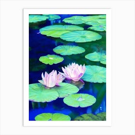 Water Lilies Waterscape Crayon 1 Art Print