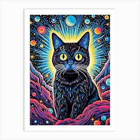 Quantum Purrwave, Psychedelic Cats series Art Print