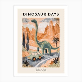 Dinosaur & The Car Poster Art Print