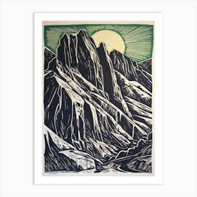 Patagonia, Argentina Linocut Illustration Style 1 Art Print